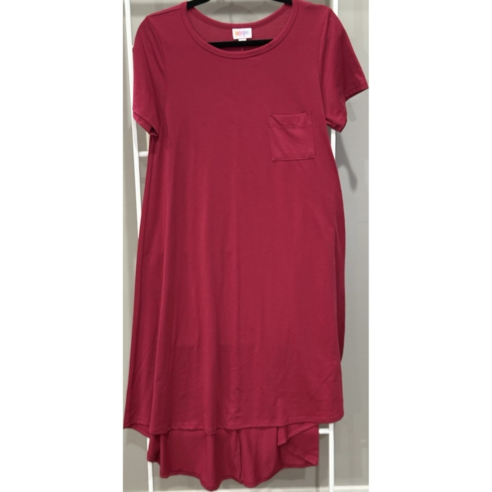 LuLaRoe Carly Magenta High Low Swing Dress Casual Minimalist Size‎ S